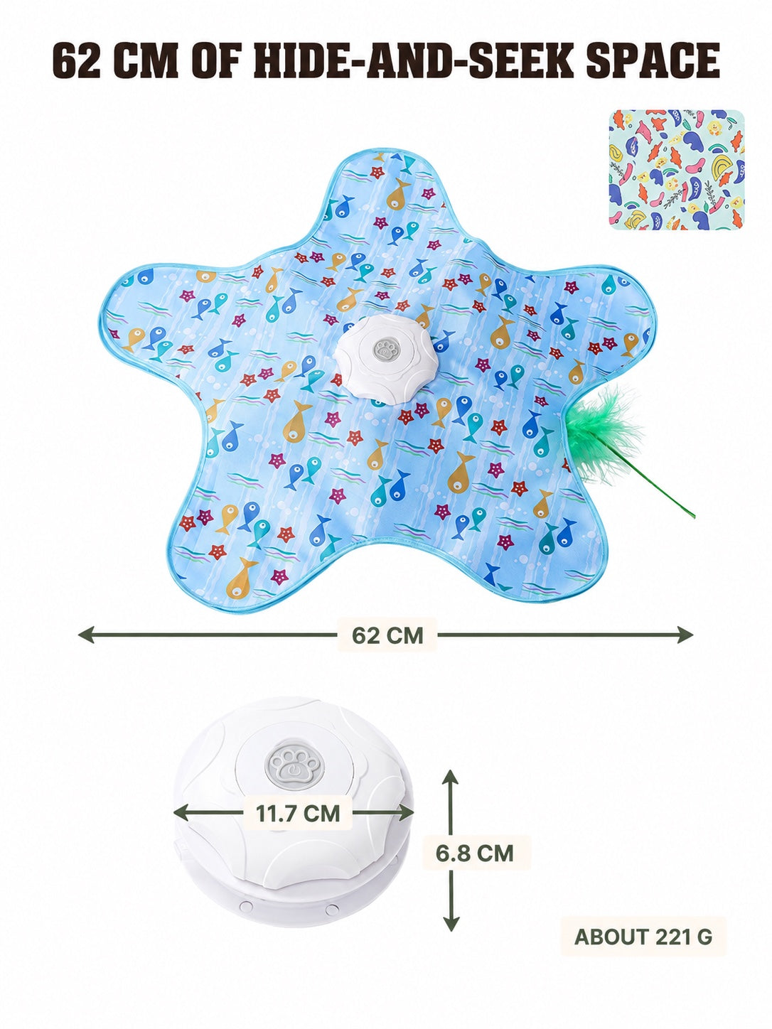 62 cm cat toy mat and motor unit dimensions