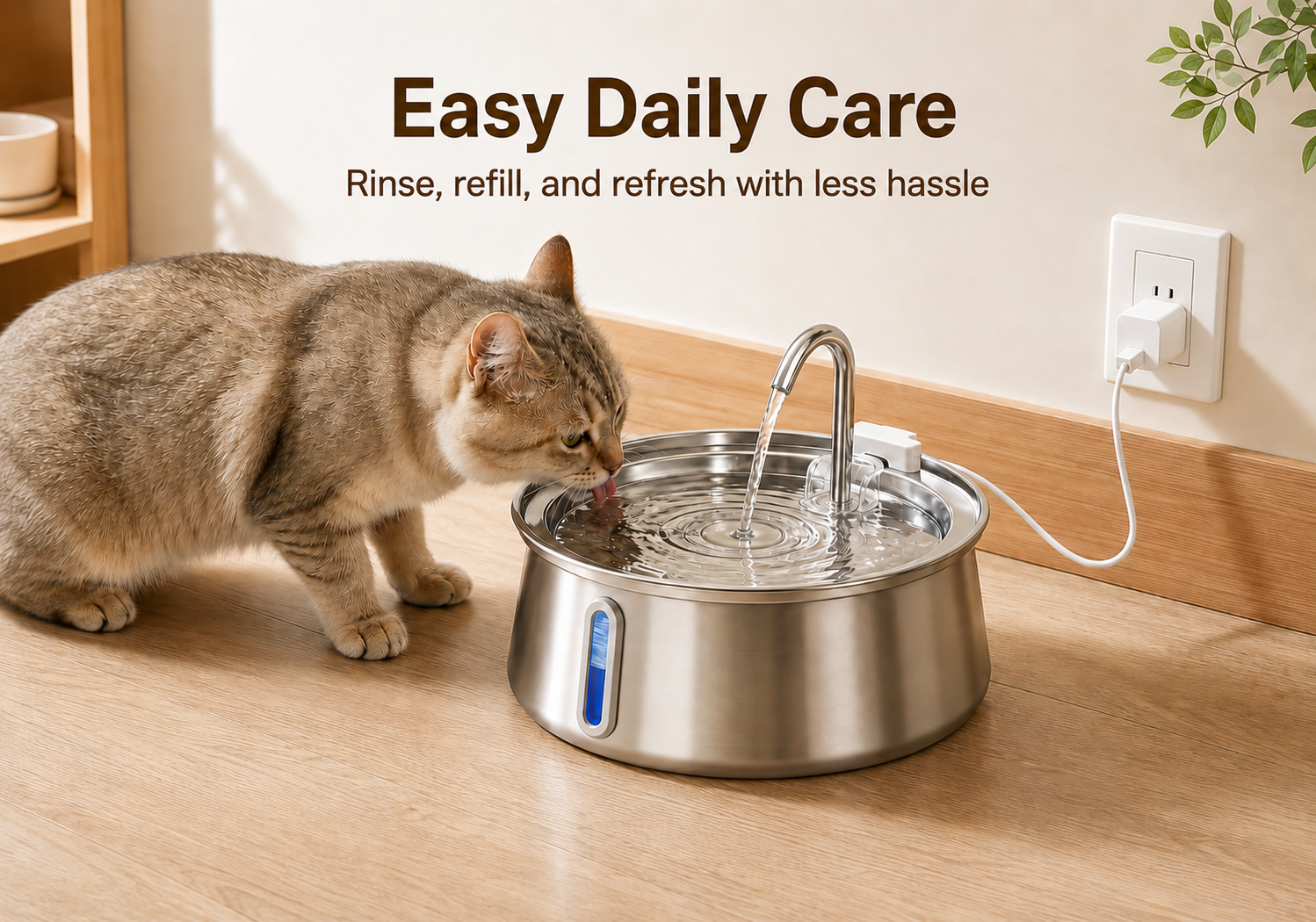 Cat water fountain easy daily care and routine refill