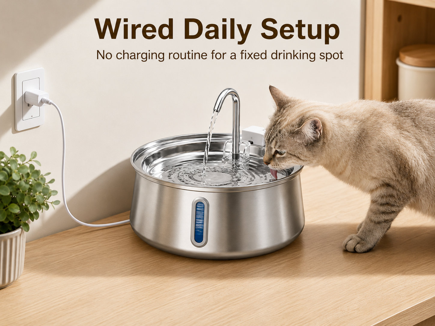 Plug-in cat water fountain fixed daily drinking setup