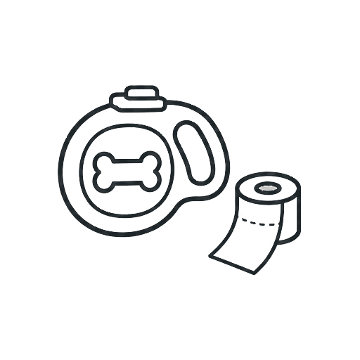 Pickup bag holder icon for dual retractable dog leash