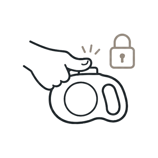 Brake and lock icon for dual retractable dog leash