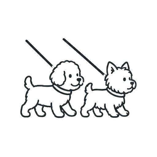 Two small dogs icon for dual retractable dog leash