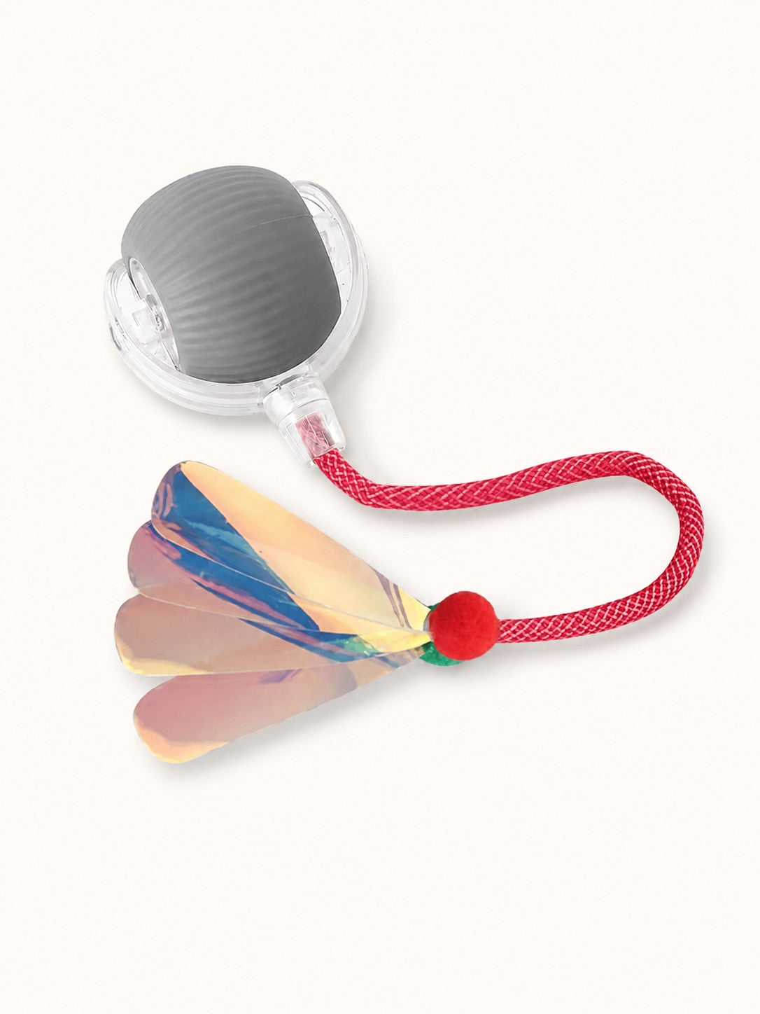 Gray interactive rolling ball with dragonfly tail