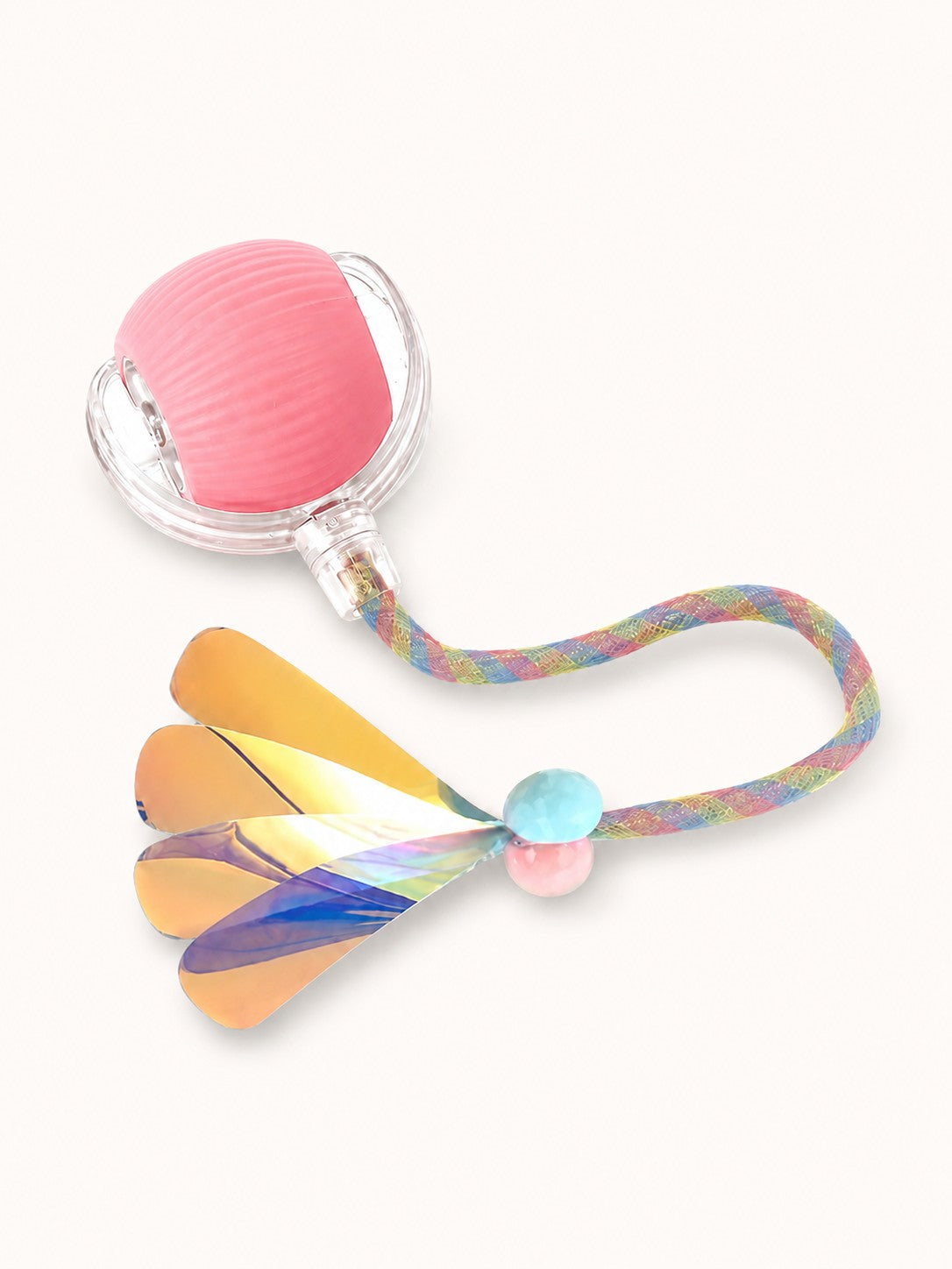 Pink interactive rolling ball with dragonfly tail