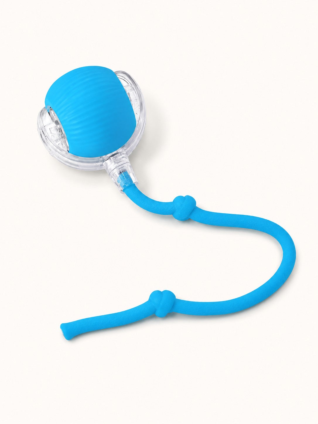 Blue interactive rolling ball with rope tail