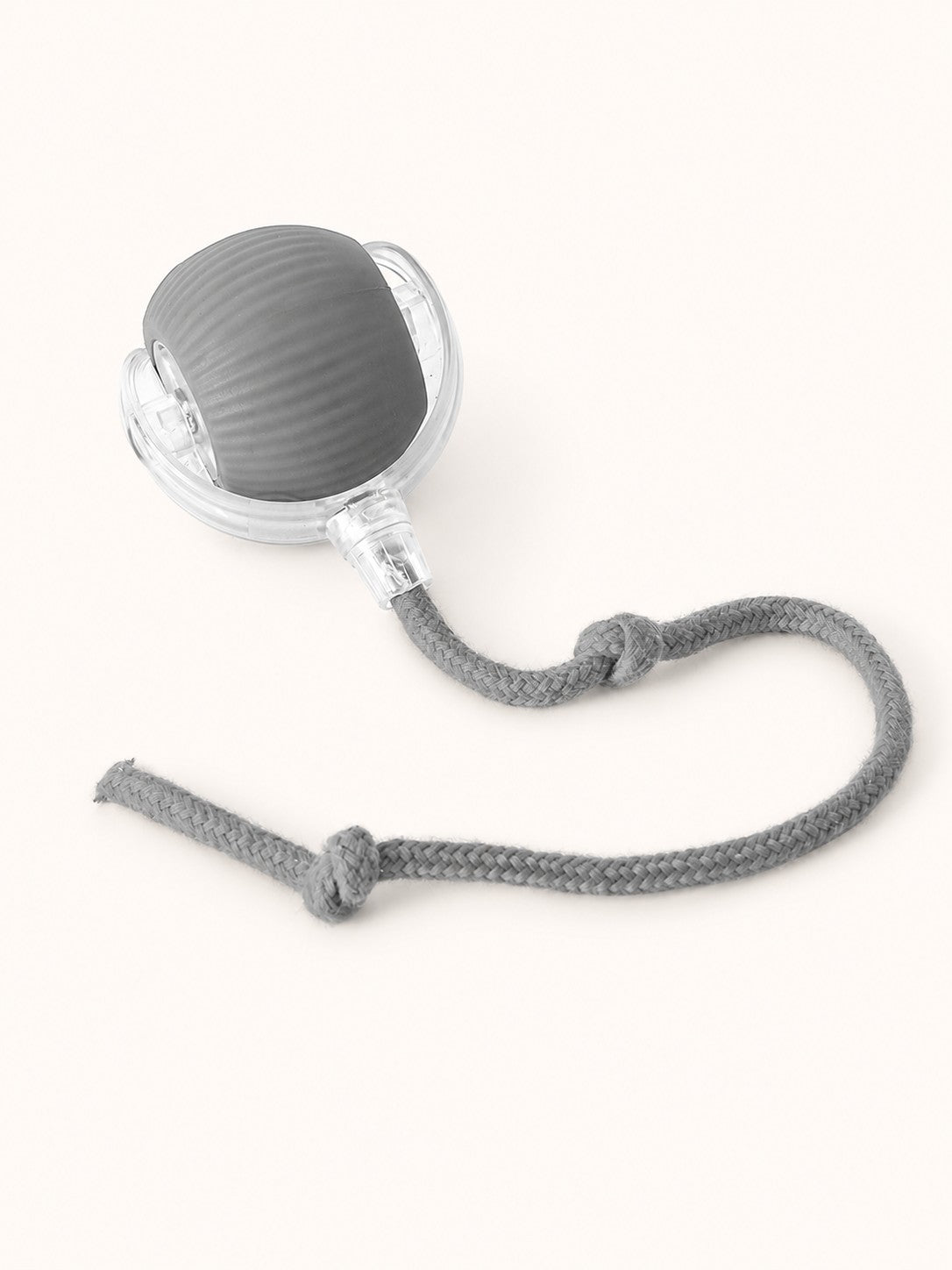 Gray interactive rolling ball with rope tail