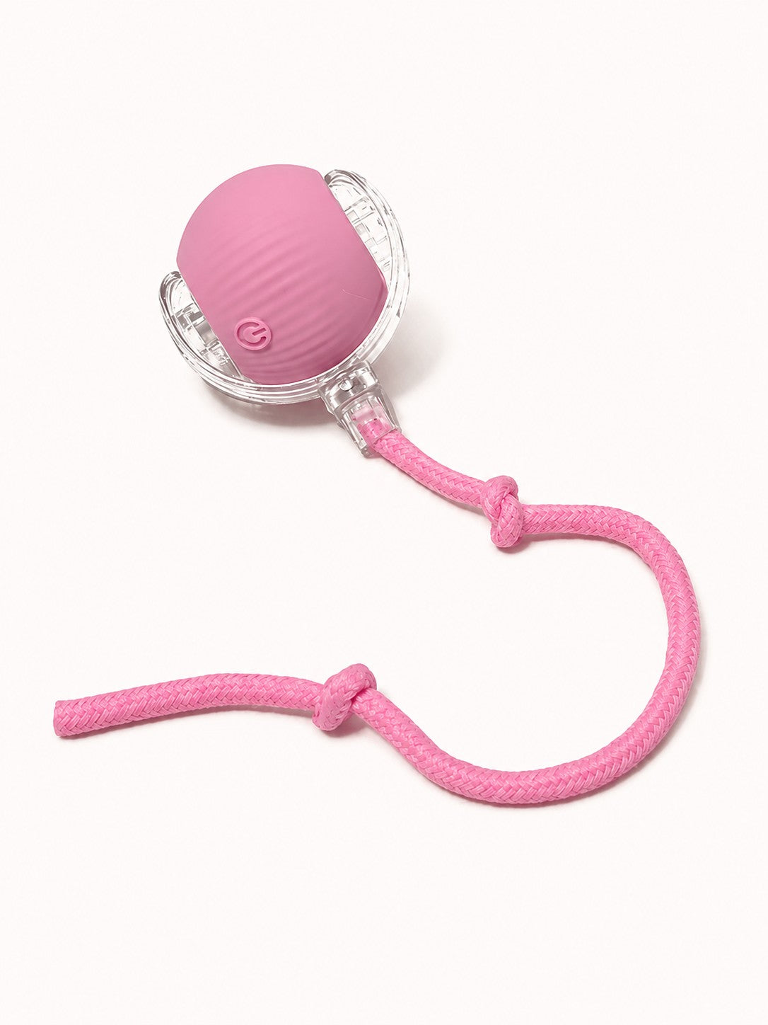 Pink interactive rolling ball with rope tail