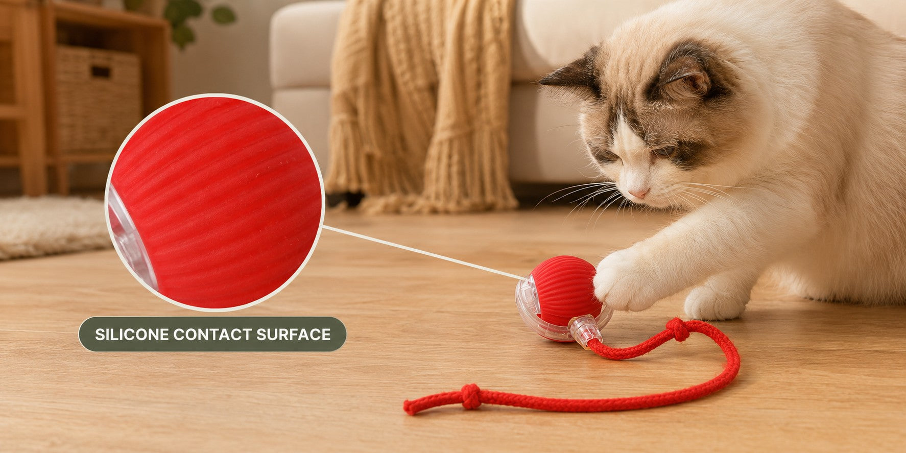 Close view of the silicone contact surface on a rolling tail ball