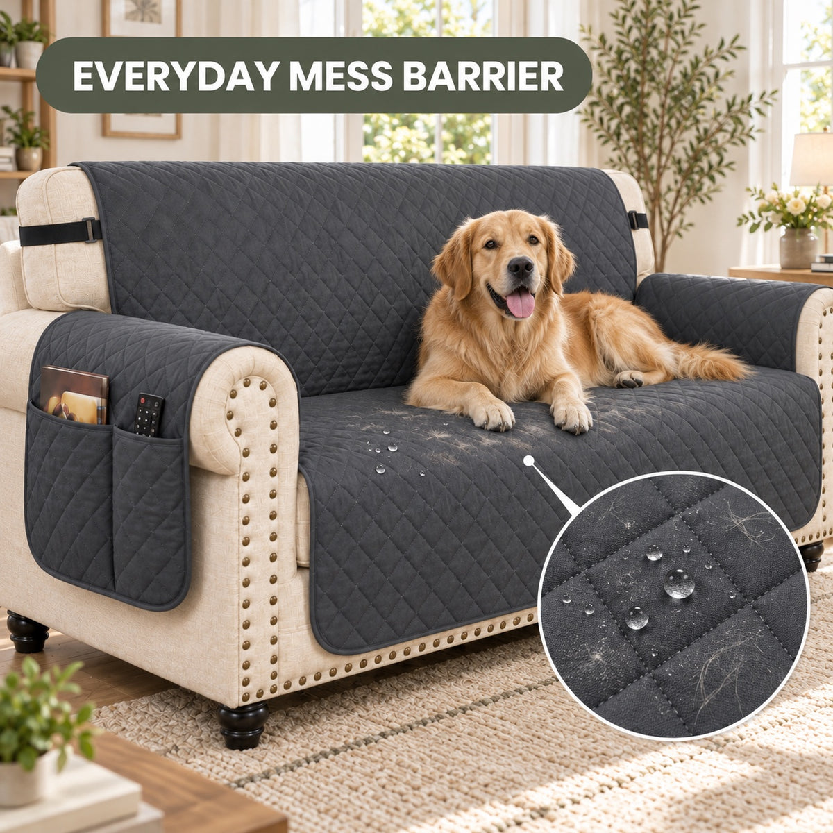Everyday pet mess barrier for sofas