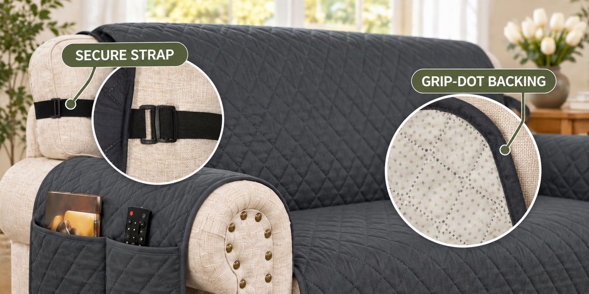 Secure back strap and grip-dot backing