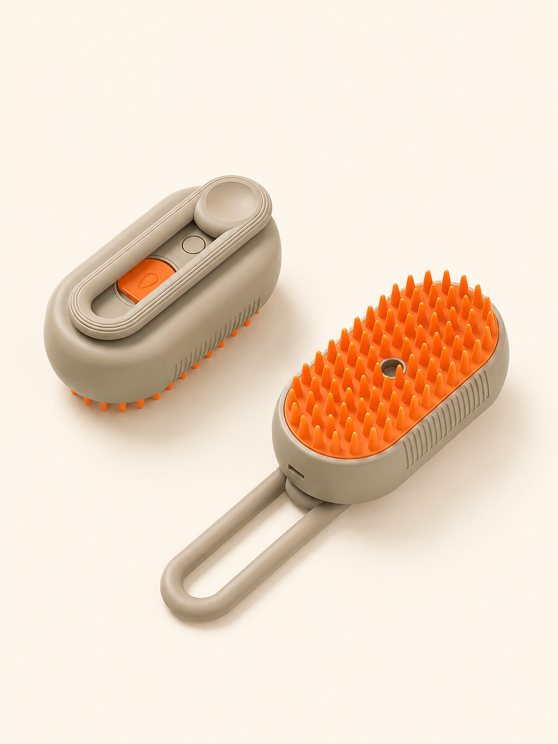 Foldable handle mist grooming brush in khaki