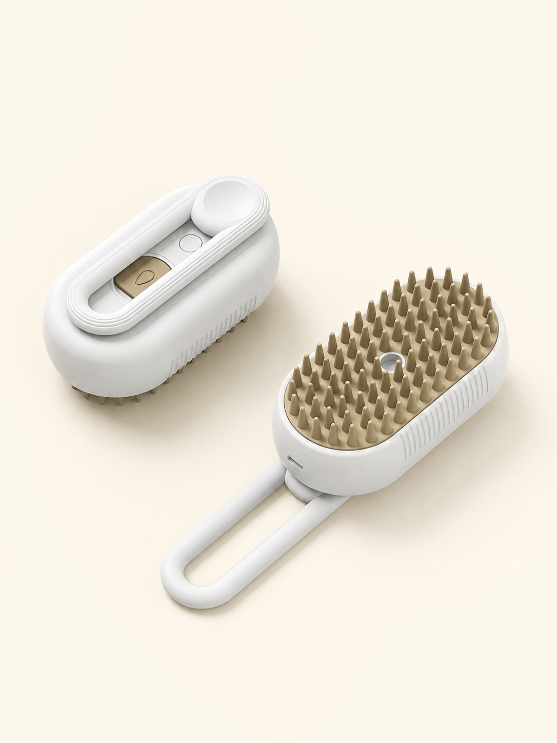 Foldable handle mist grooming brush in white