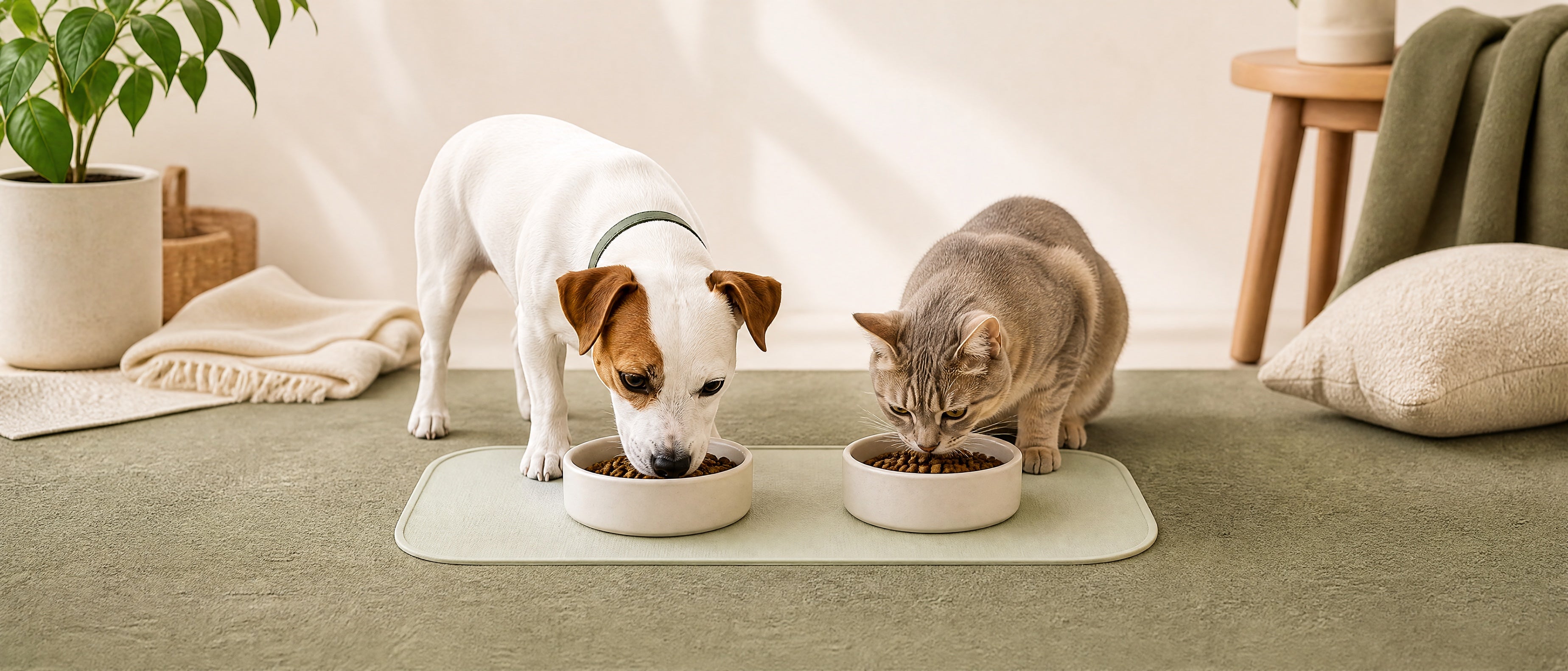 PawKivo dog and cat enjoying mealtime