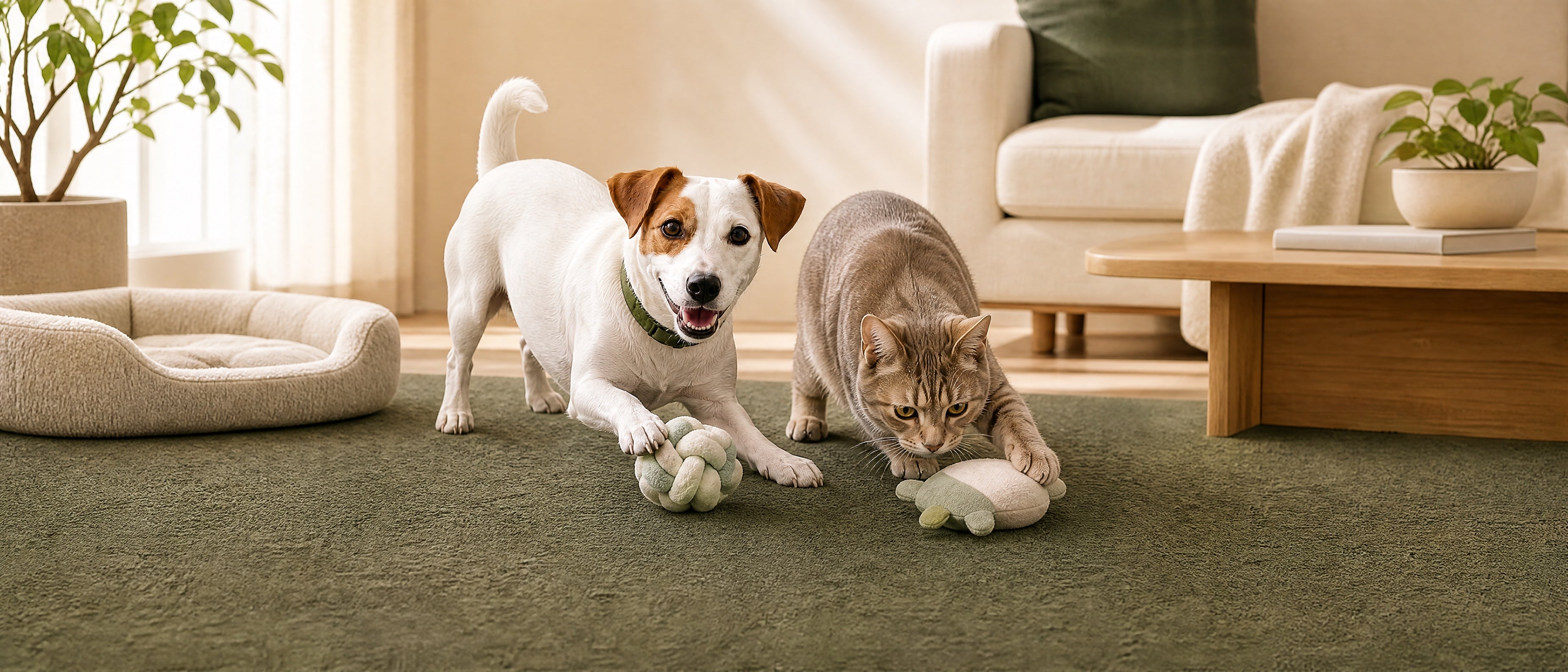PawKivo dog and cat playing together at home