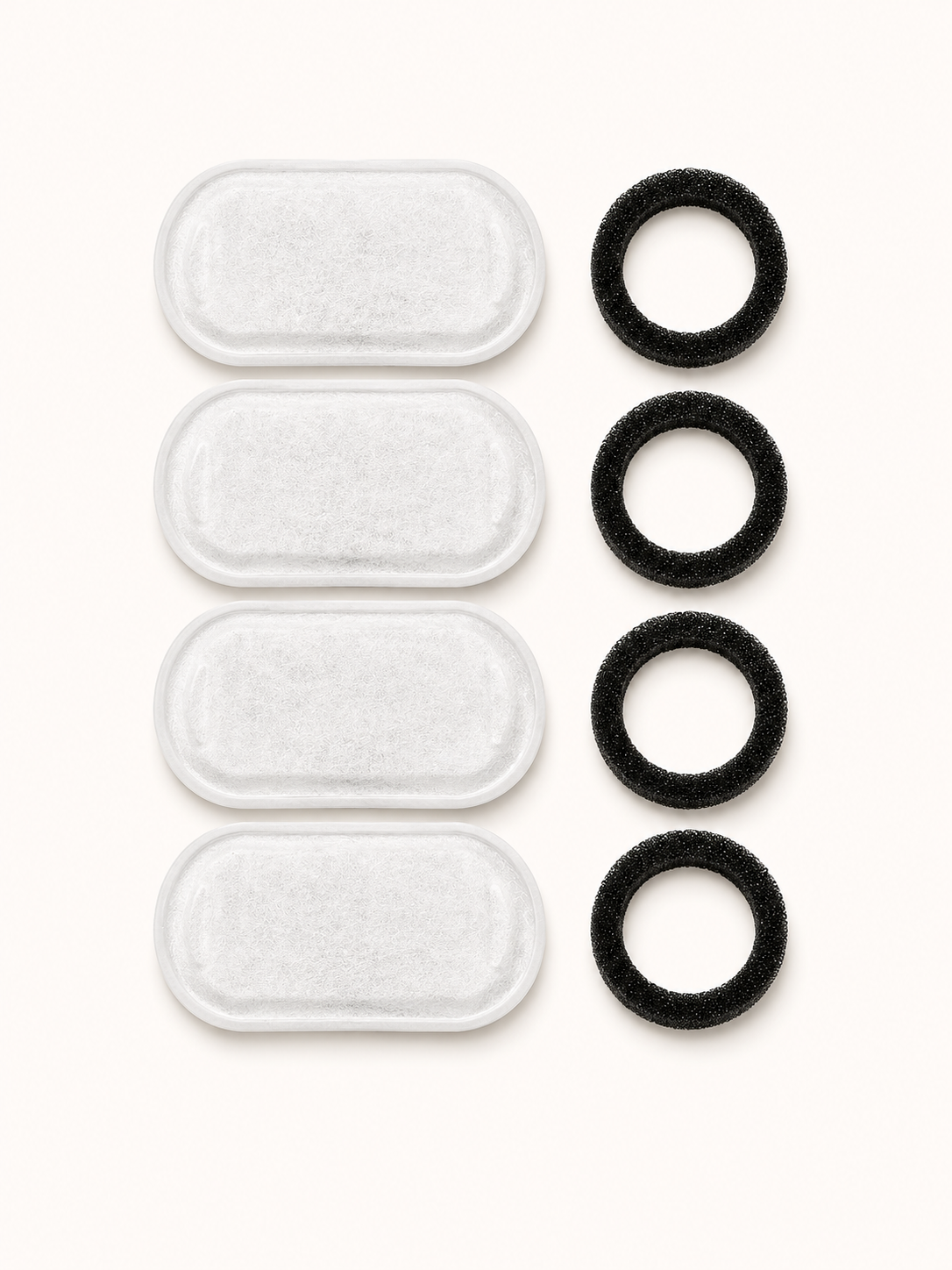 Four plug-in fountain replacement filters with four filter sponges