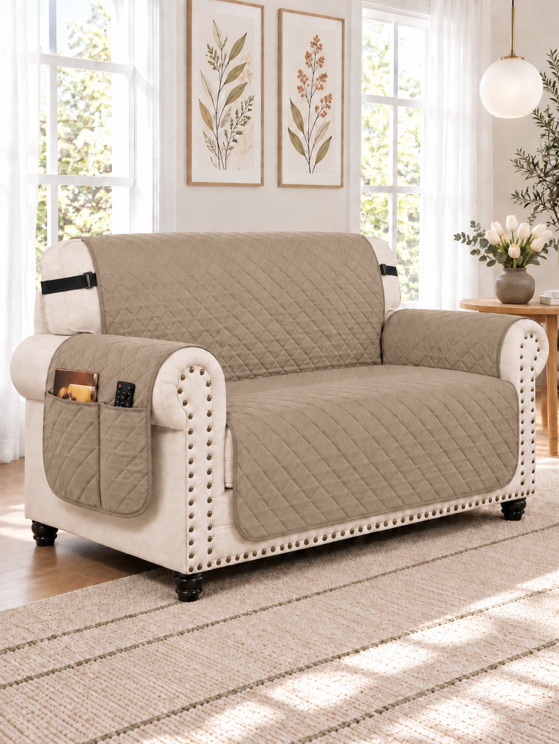 Loveseat in Warm Taupe